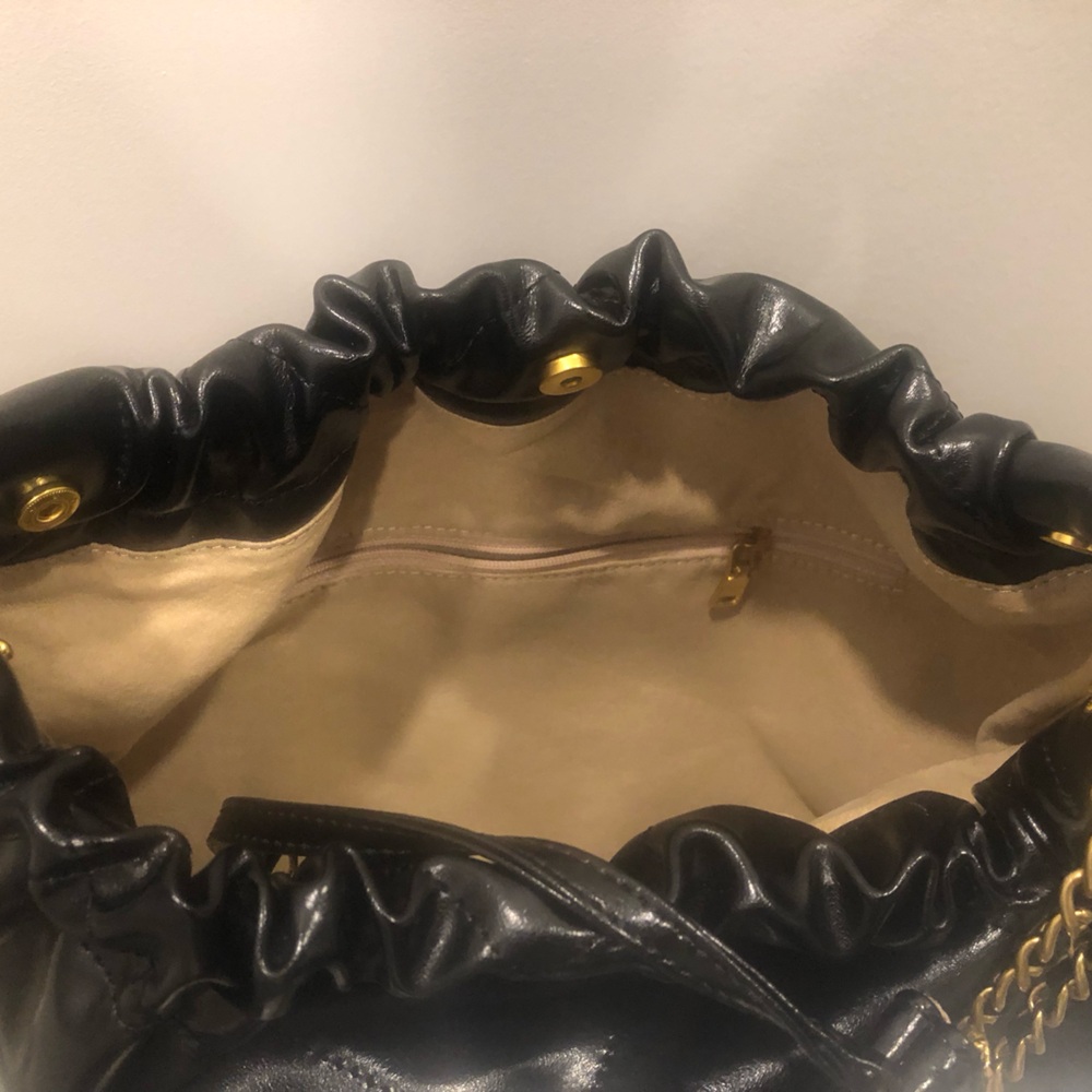 Black Quilted Shoulder Bag with Gold Chain Strap - Picture 5 of 8